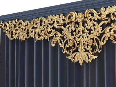 Cornice Classic Curtain 013 Low-poly 3D model