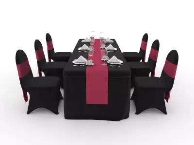 Banquet Table and Chair 140 3D model