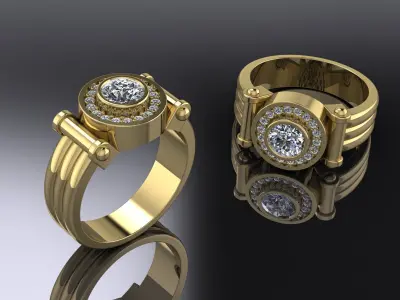 Jewelry Mens Ring Gold 3D print model 6