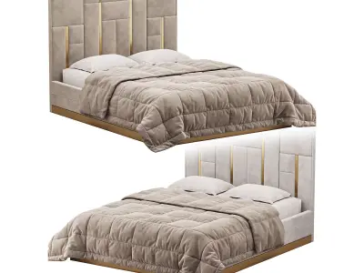 White And Gold BED 3D model