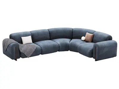 Colle Sectional Sofa With Corner On Right Side By Natuzzi 3D model