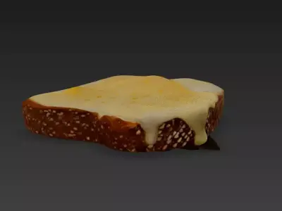 Realistic Melted Cheese Toast  3D Food Model PBR GLB FBX OBJ 3D model