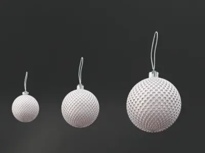 Christmas Tree Balls  in silver and peach and gold color 3D model
