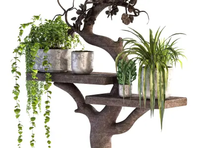 Wooden Shelf Planter 3D model