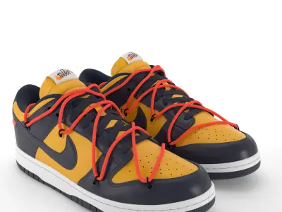 Nike Dunk Low Off-White University Gold PBR Low-poly 3D model