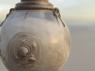 Miniature Lighthouse in Glass Jar Diorama Low-poly 3D model