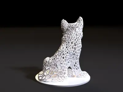 Puppy silver sculpture of dog 3D print model