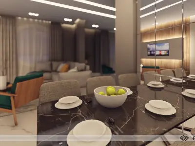 Modern Apartment Interior Scene 3D model