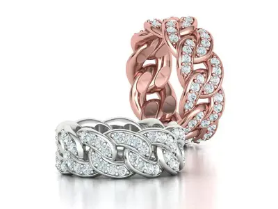 DIAMOND Cuban Link Heavy Chain Ring 9mm Wide 7US Size 3dmodel 3D print model