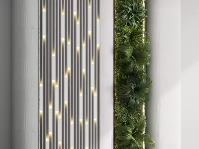 Vertical Wall Garden With concrete frame Low-poly 3D model