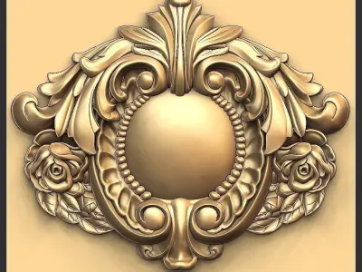 floral door wood carved  3D model