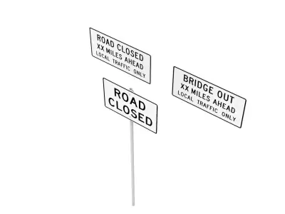 Road Sign US R11 Series Road Closed 3D model