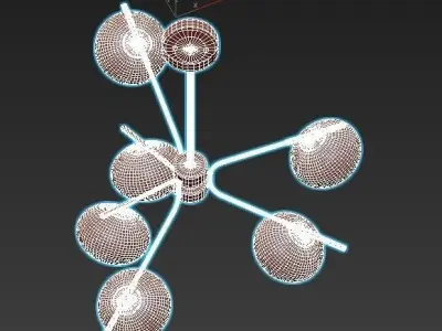 levity six light chandelier with globes 3D model