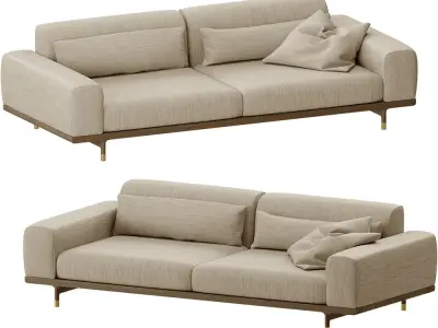 Modern Beige Fabric Sofa 3D Model  3D model