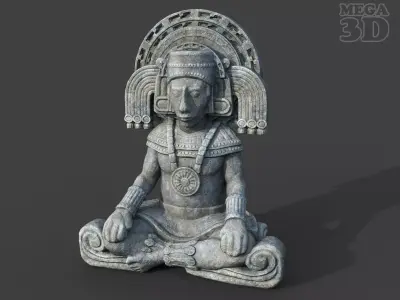 Low poly Mayan Inca Aztec Statue 220503 Low-poly 3D model