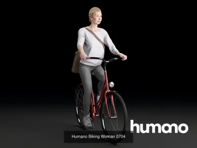 Humano 5-PACK - PEOPLE - BIKING RIDING BIKE - 5x 3d models 07C