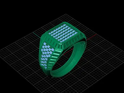 Print Ready STL 3DM  Gents Rings Diamond Men Ring  3D print model 190