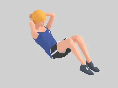 Abdominal Crunches  Exercise Woman Animation Low-poly 3D model