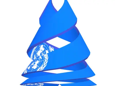 United Nations Flag on double helix structure 3D model