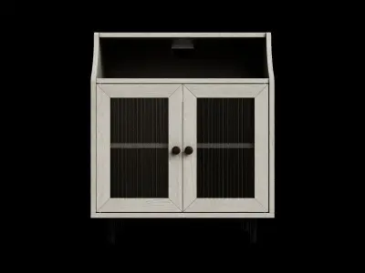 Fluted Glass 2 Door Nightstand 3D model