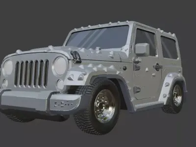 Jeep and tyres are seperated 3D model