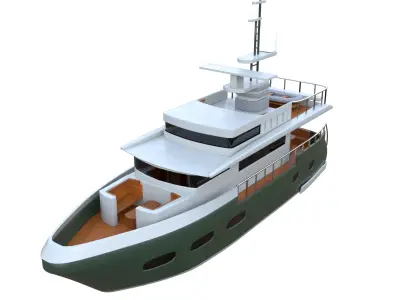 Modern Motoryacht Low-poly 3D model