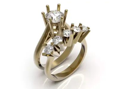 Luxury solitaire wedding printable ring model wr0136 3D print model