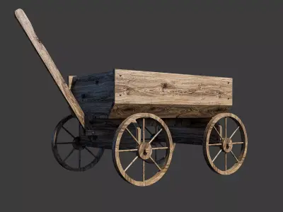 Old wooden cart Free 3D model