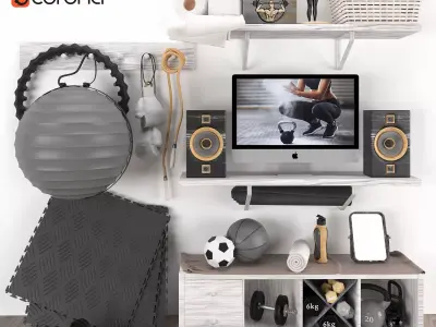 black and gray and brown sport set - home gym 3D model