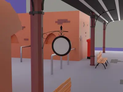 Train Station Low poly 3D model