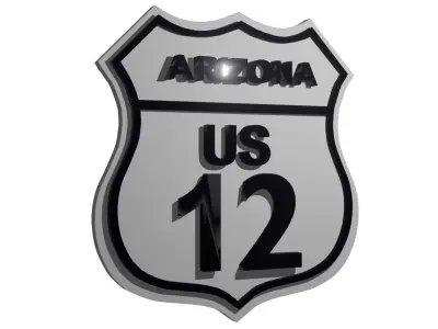Sign Arizona US Route 12 3D model