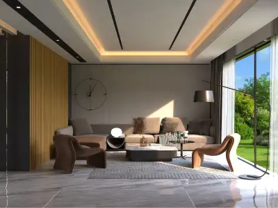 Modern Luxury Living Room Interior Design  3ds Max  V-Ray 3D model