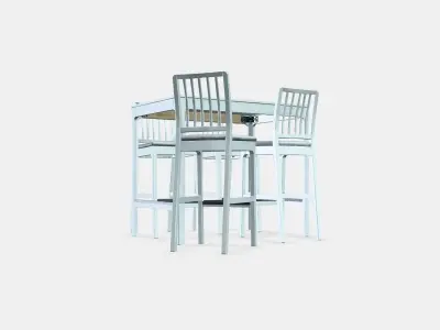 EKEDALEN - EKEDALEN Bar table and 4 bar stools Low-poly 3D model