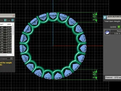 U Shaped Eternity Ring 3 point 5 mm stone size swiss 13 and EU53 3D print model