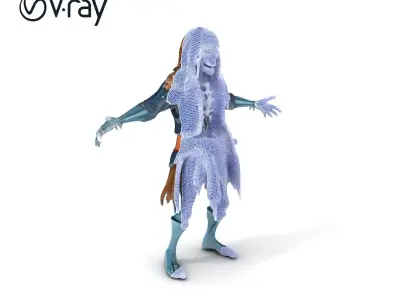 Skeleton Pirate D Character Model with MixamoCompatible Riggi... Low-poly 3D model