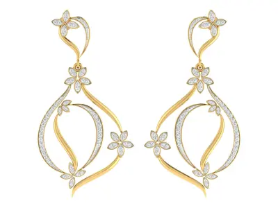 Women Drop Earrings 3dm STL OBJ FBX Renders Details 3D print model 11