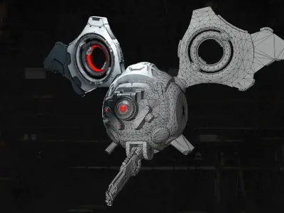 Sci-Fi Drone Low-poly 3D model 6