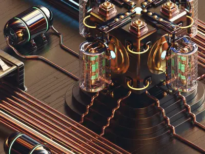 Steampunk hardcore cool scene creative scene Low-poly 3D model purchase