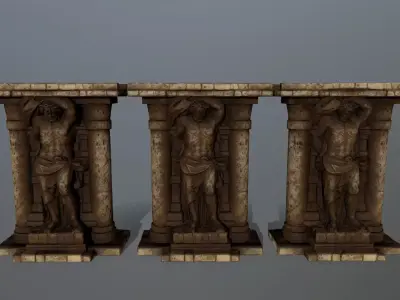 statue 2 column Low-poly 3D model