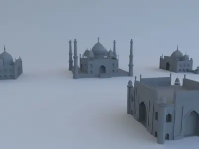 Taj Mahal with Mosque 3D model