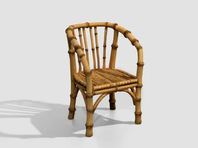 Stylized bamboo chair armchair Low-poly 3D model