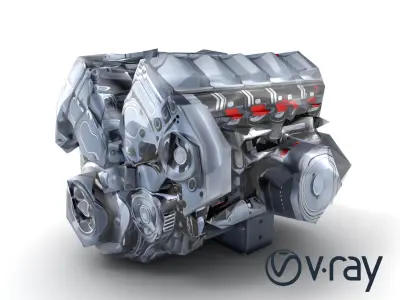 Multi-Valve Inline-6 Engine Advanced Design model pack Low-poly 3D model
