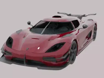 High Performance Red Sports Car  Realistic 3D Model 3D model