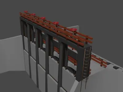 Water Dam Sluice Gate Free low-poly 3D model