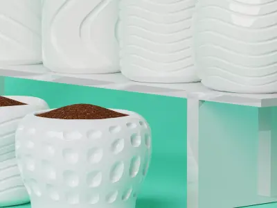 flower pot set 3D model