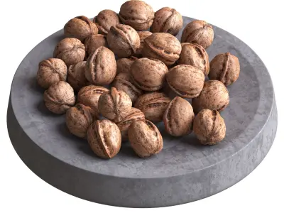Walnuts in dish 01 3D model