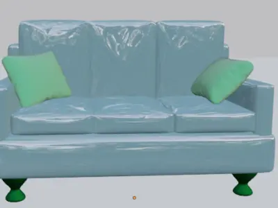 Luxury Leather Sofa 3D Model 3D model