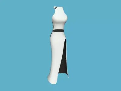 Black White Female Dress - Woman Character Design Fashion Low-poly 3D model