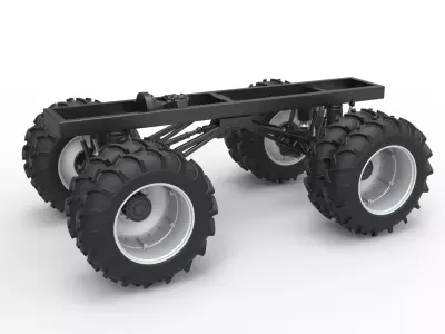 Chassis of Vintage Monster Truck double wheels Scale 1 to 25 3D print model