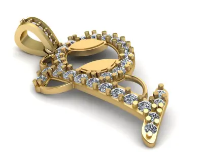 LUXURY ALPHABET P PENDAANT 3D PRINTABLE MODEL 3D print model